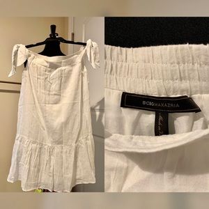 White mini cold shoulder dress